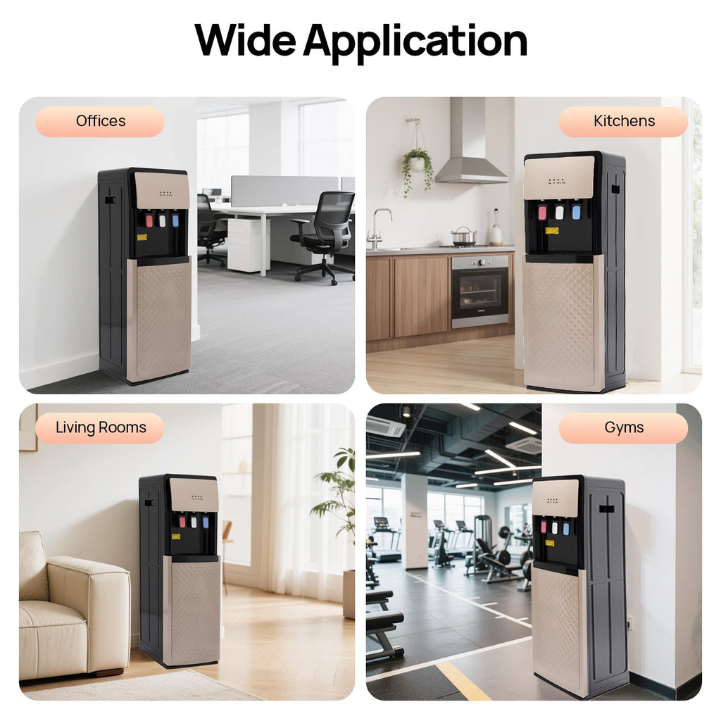 ChicHomey Bottom Loading Water Dispenser,Electric Water Cooler with Fast Heating (500W),3 Temp Options (Cold/Hot/Room Temp),Home Office Commercial Use | Champaign Gold