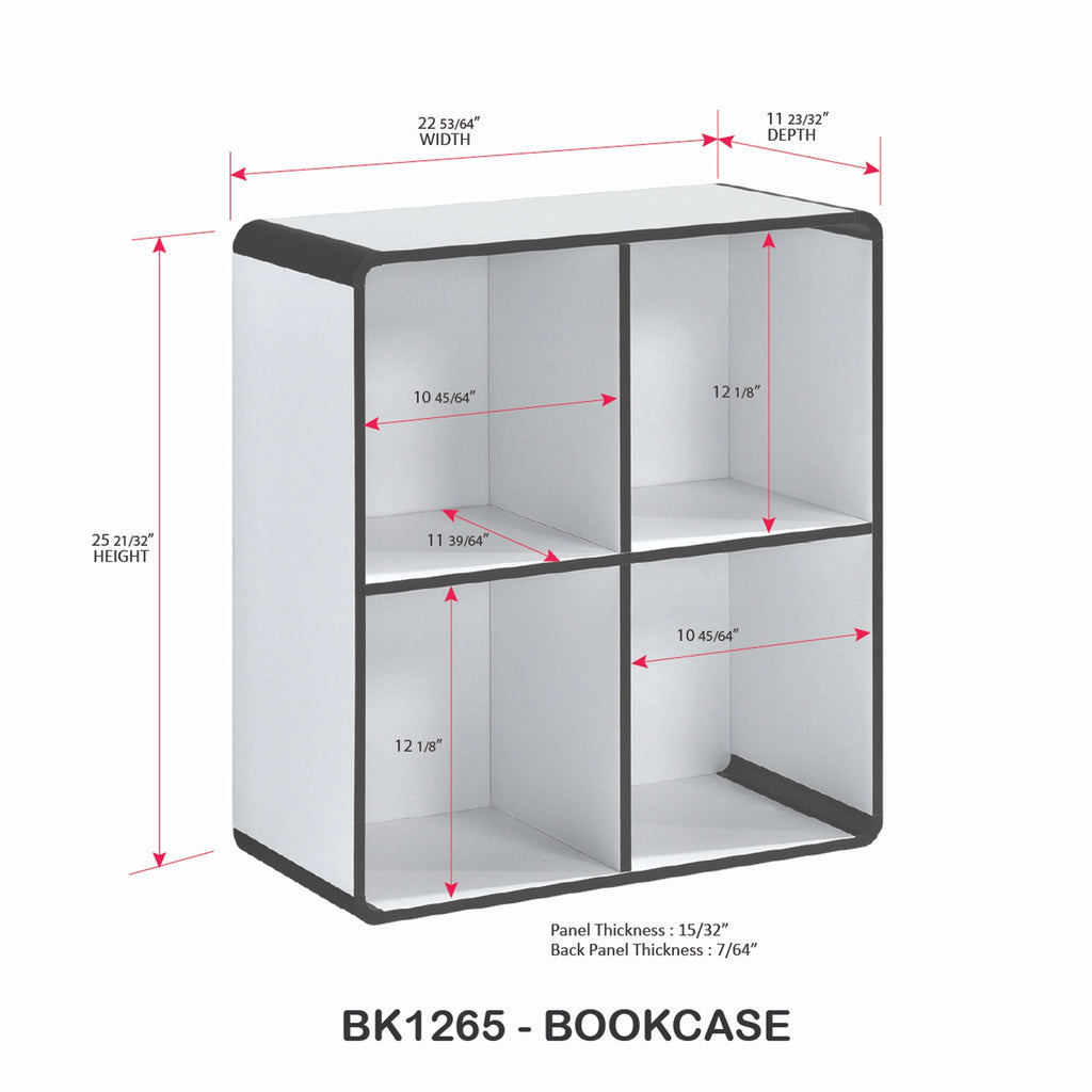 Kings Brand Furniture Dothan Wood 4-Cubed Open Bookcase - Storage Shelf Organizer Bookshelf, White