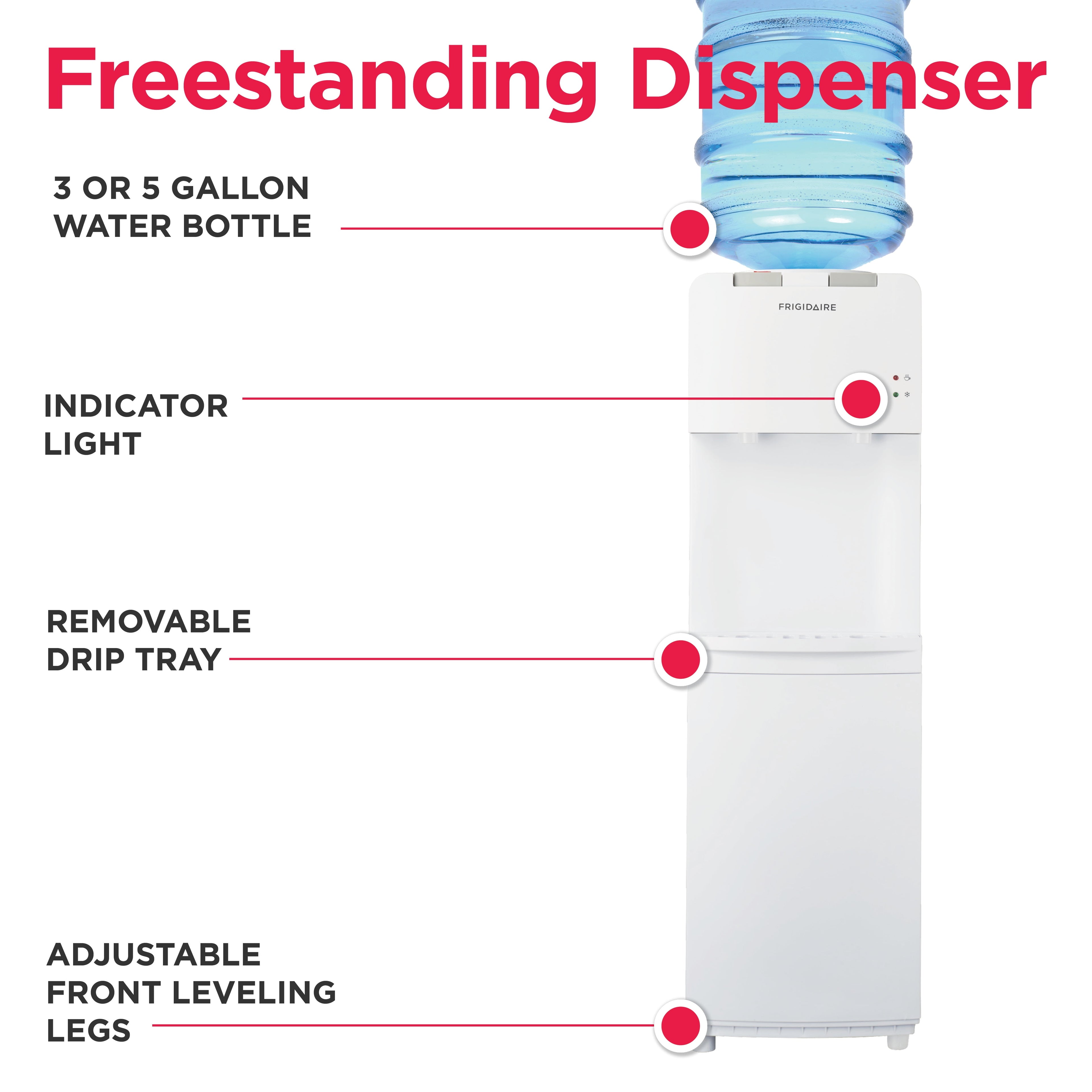 Frigidaire, Top Loading Hot and Cold Water Dispenser, White