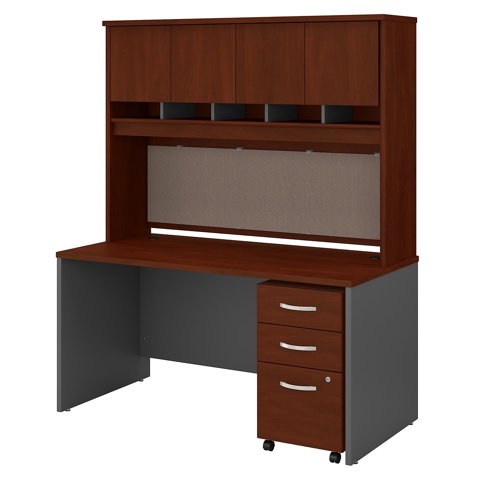 Series C 60W Desk with Hutch and Drawers in Hansen Cherry - Engineered Wood