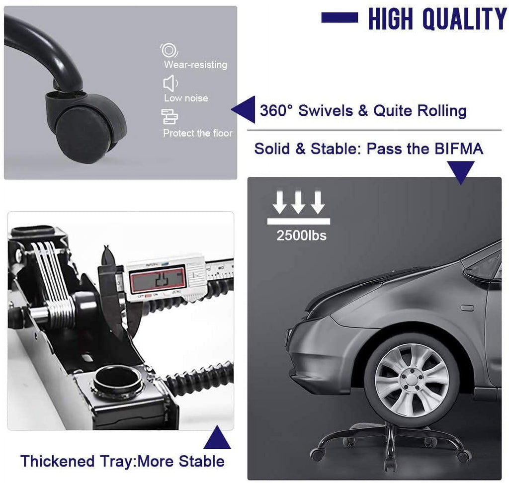 BestOffice Racing Gaming Chair w/Adjustable Lumbar Pillow & Reclining Backrest, White