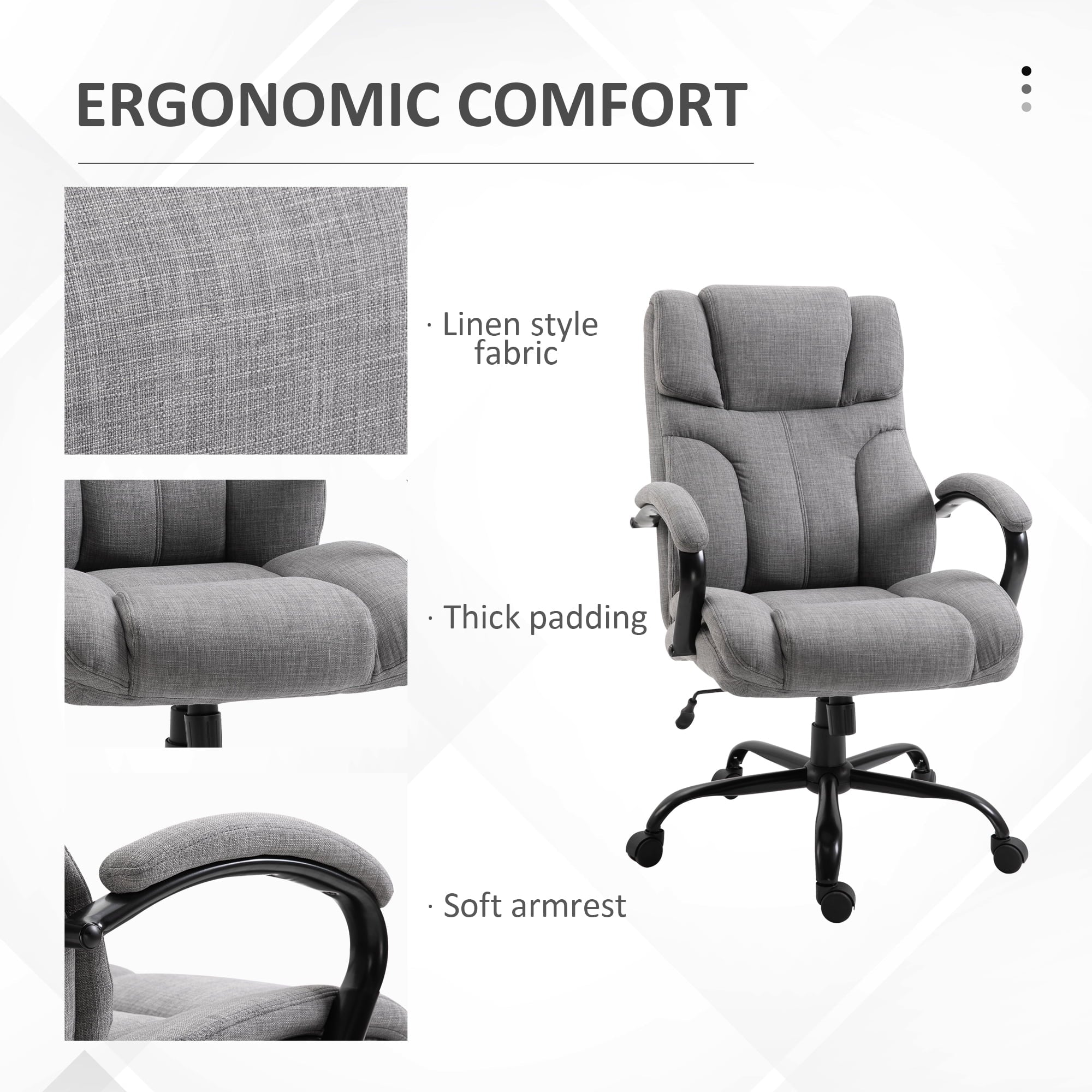 Vinsetto Linen Office Desk Chair, Light Gray