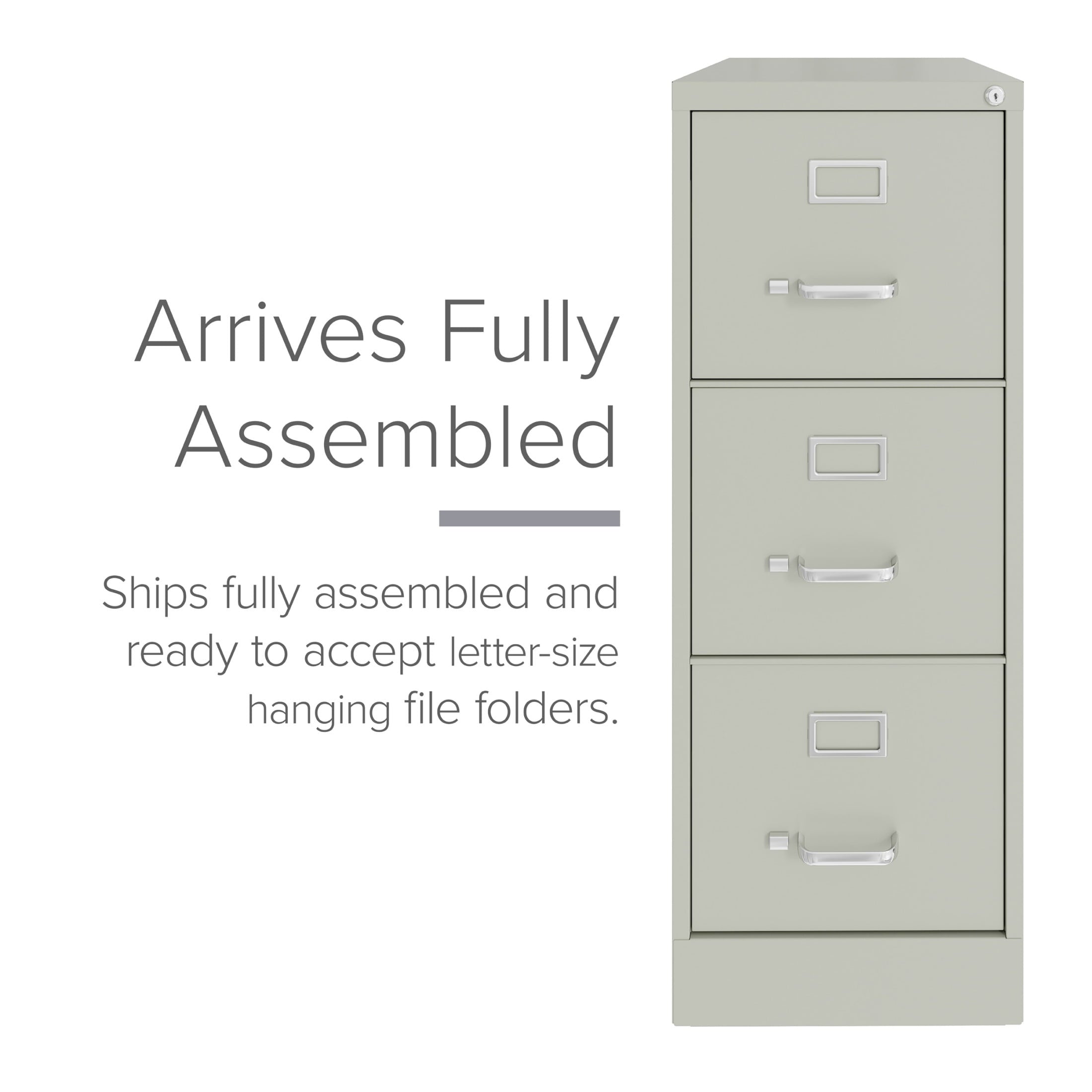 Hirsh 22" Deep 3 Drawer Letter Width Vertical File Cabinet, Commercial Grade, Gray
