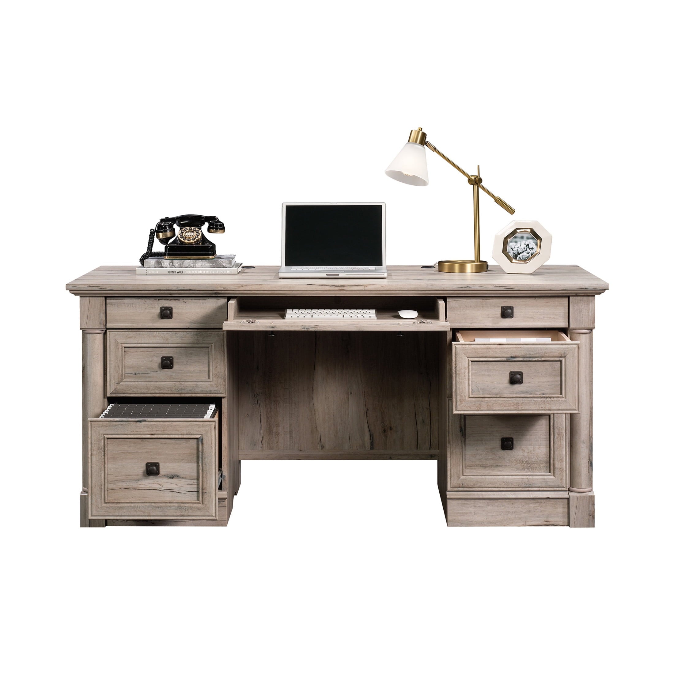 Sauder Palladia Executive Desk, Split Oak Finish