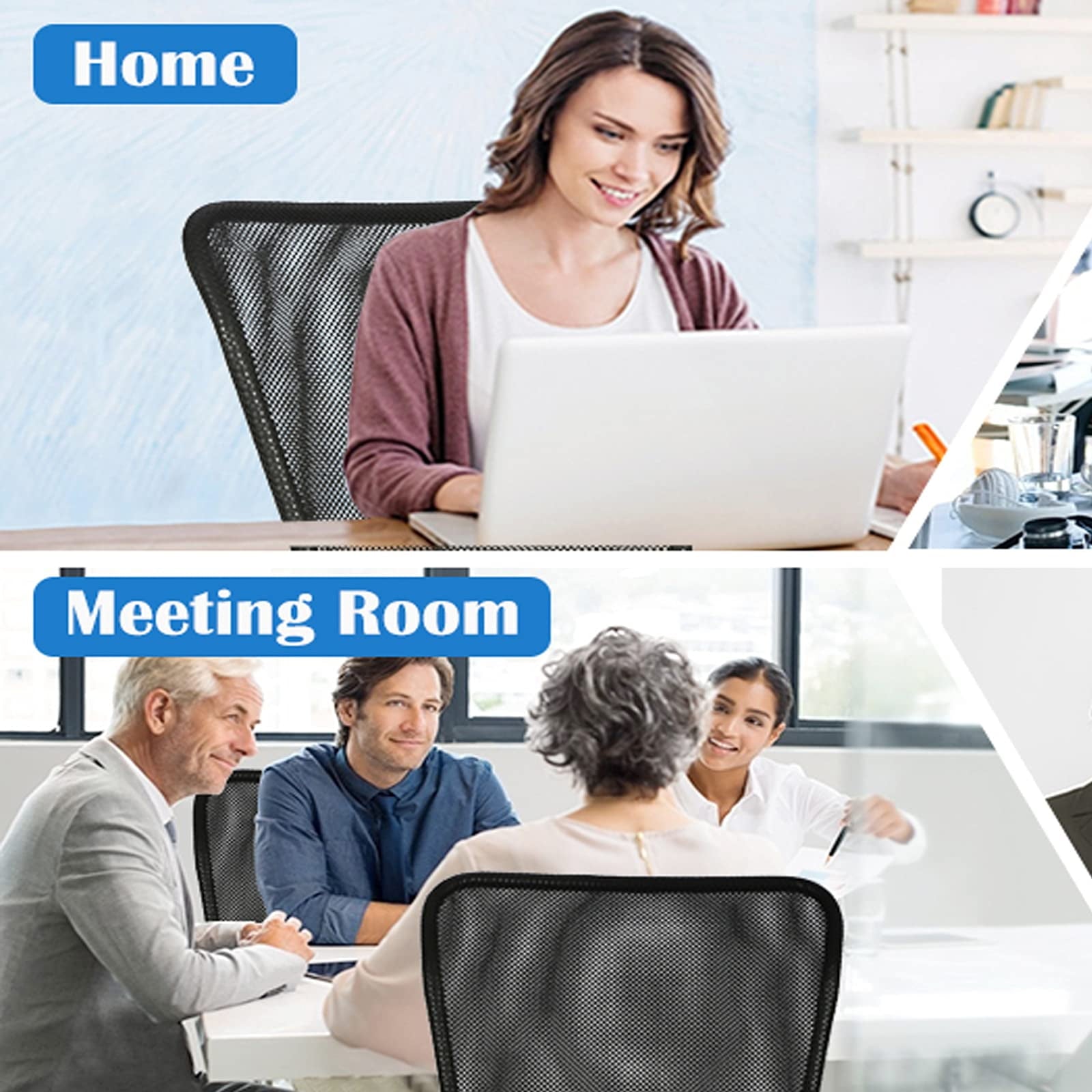 Armless Office Chair  Cheap Desk Chair with Wheels Mid Back Task Chairs Adjustable Small Mesh Computer Chair for Home Office, Black