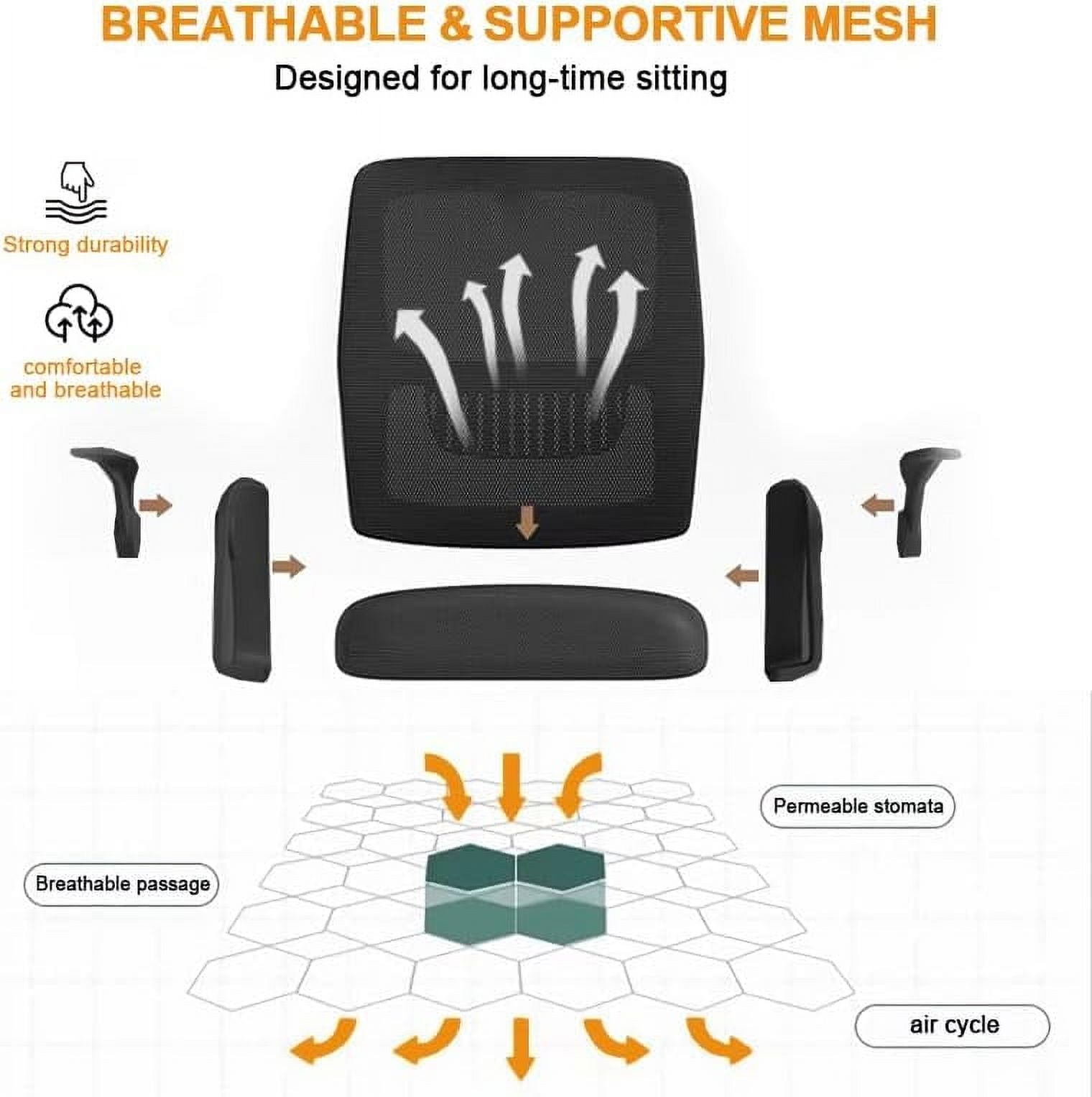 WXJHL Home Office Chair Ergonomic Desk Chair Breathable Mesh Chair High Back Desk Chair with Adjustable Height,Swivel Chair with Flip-Up Arms and Lumbar Support（Black）