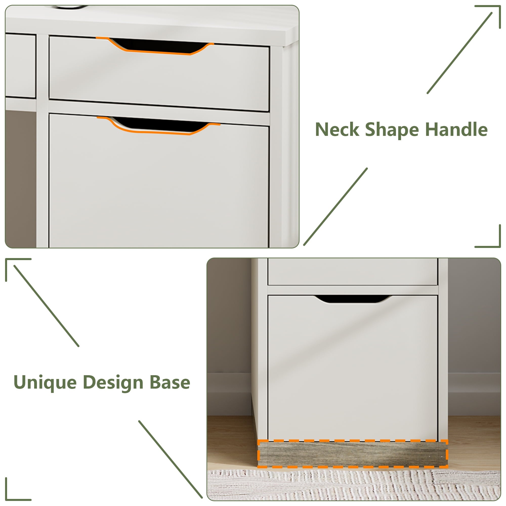 DreamCurship White Desk with Drawers, Modern Computer Desk with File Drawers, Home Office Study Writing Desk with Storage, White