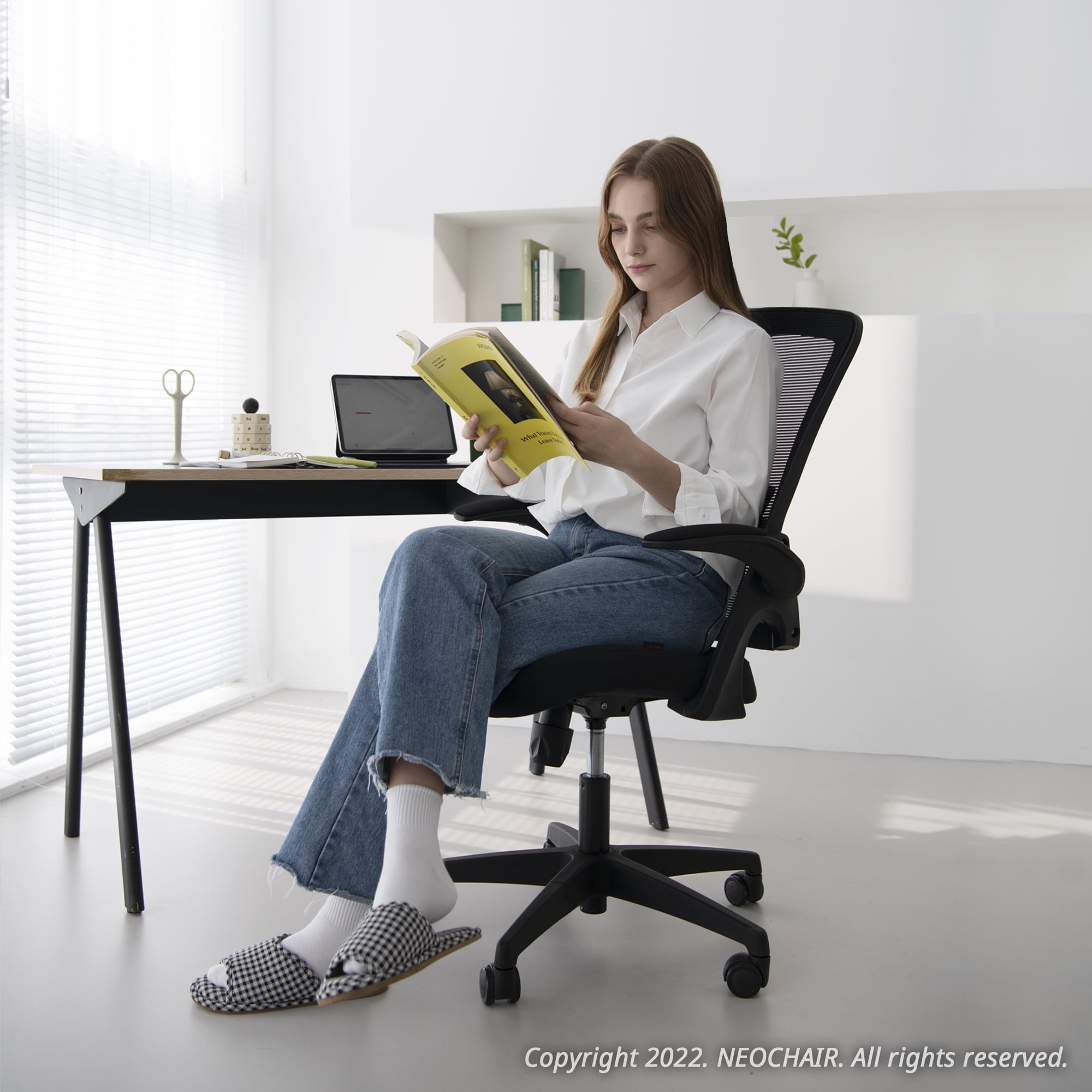 NEO CHAIR Ergonomic Office Chair, Adjustable High Back Mesh Desk Chair with Flip-up Arms, Black