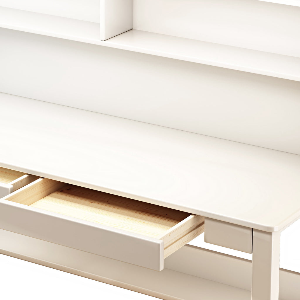 BALANBO Solid Wood Kids Desk and Chair Set with Hutch,Study Computer Desk with Drawers, Extra Large Two Person Study Desk Writing Table, Student White Desk with Bookshelf for Bedroom,Study Room,White