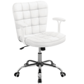 Alden Design Modern Mid-Back Faux Leather Office Chair Upholstered for Home Office, White