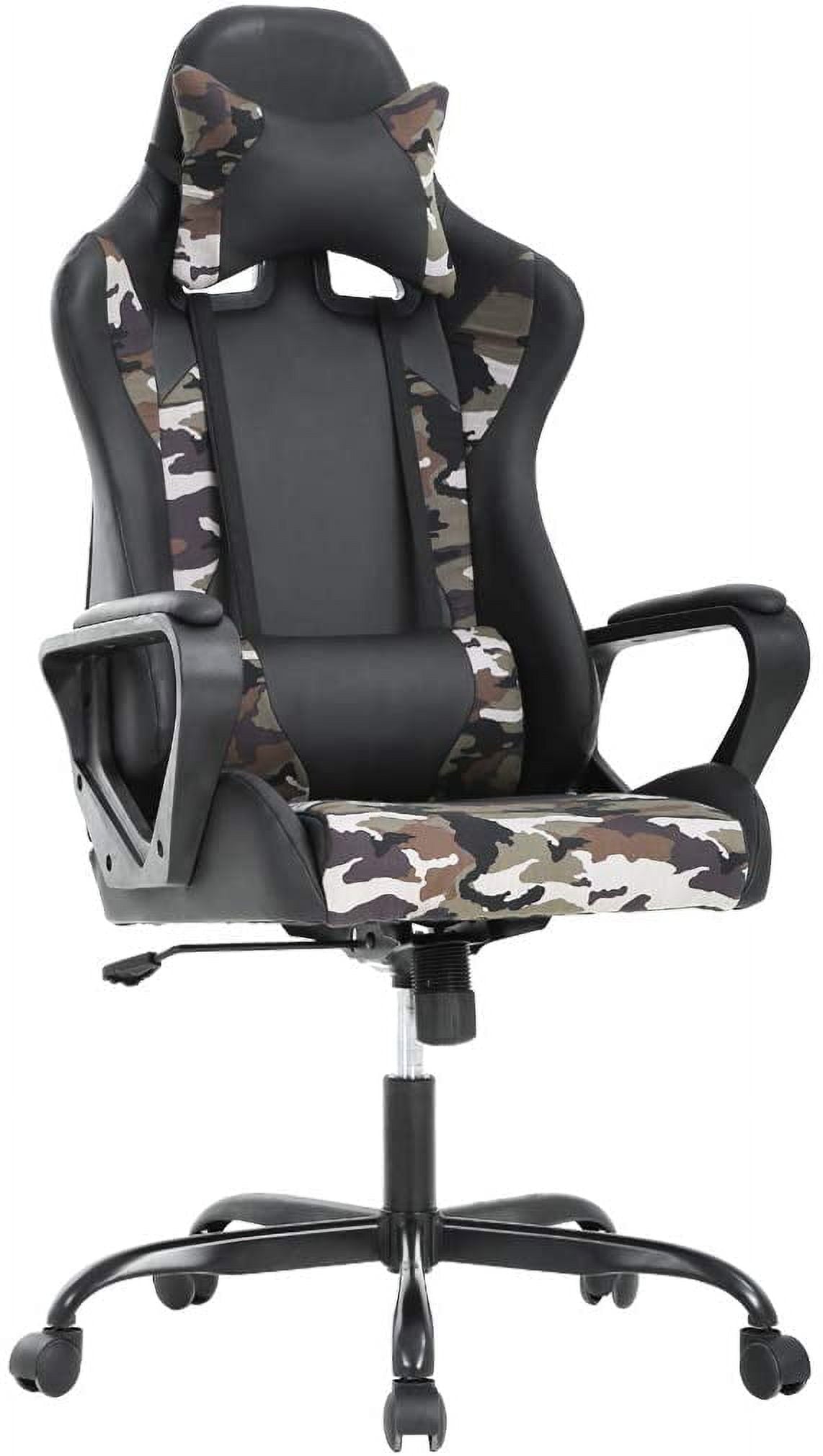 BestOffice Racing Gaming Chair w/Adjustable Lumbar Pillow & Reclining Backrest, White