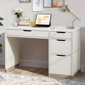 DreamCurship White Desk with Drawers, Modern Computer Desk with File Drawers, Home Office Study Writing Desk with Storage, White