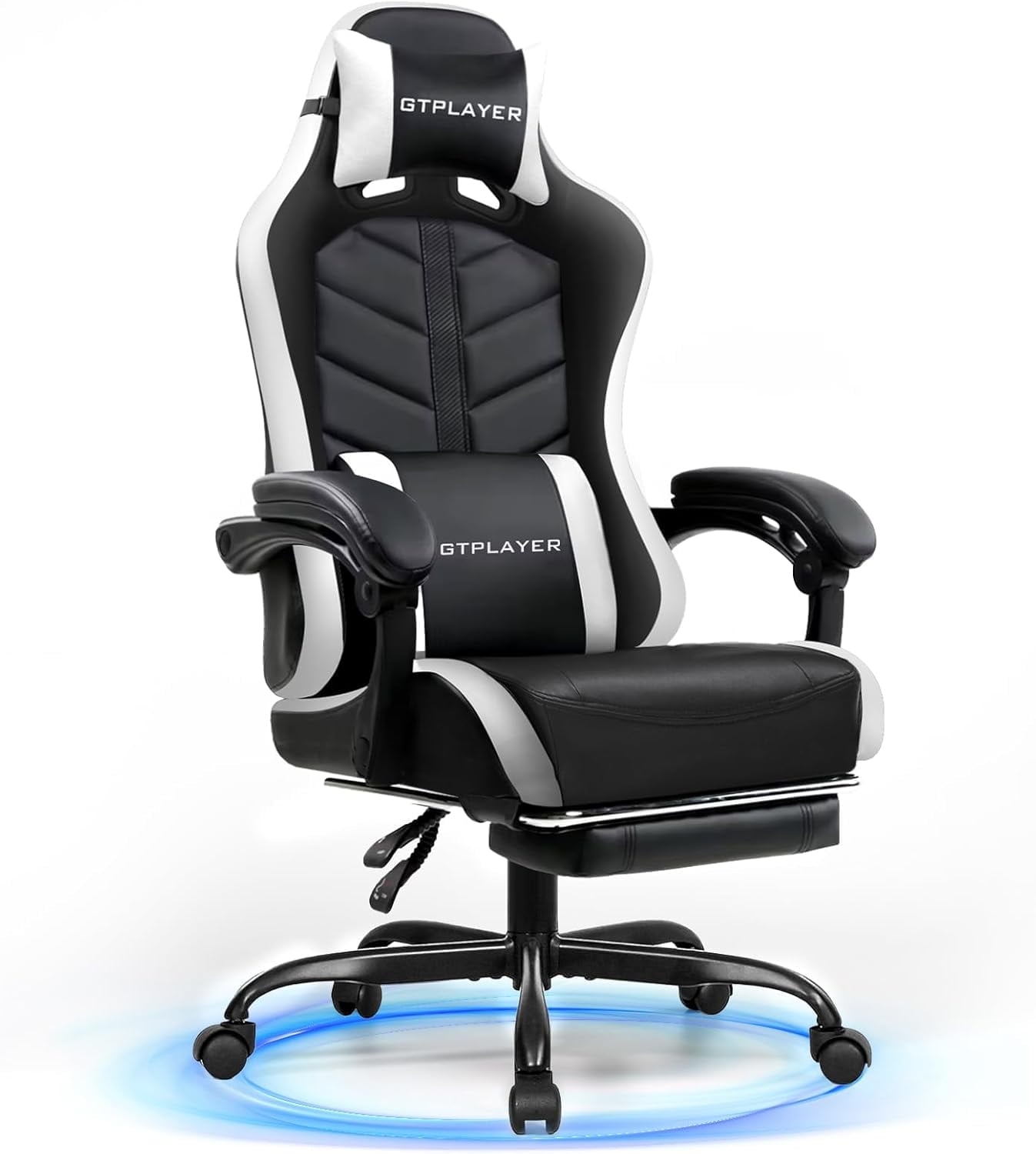 GTPLAYER Height Adjustable Computer Gaming Chair, White