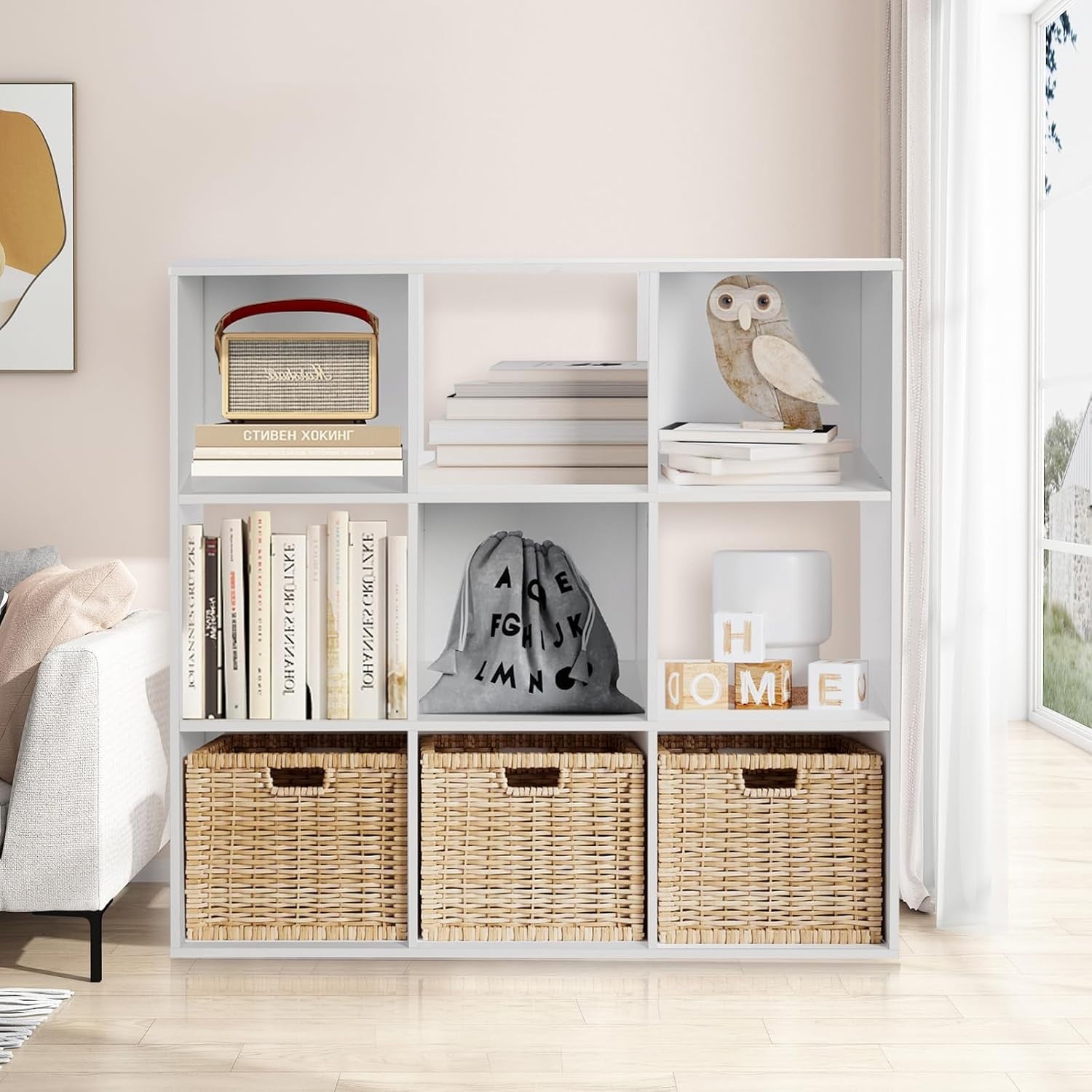 VibrantEcho E-Commerce US 3-Tier Open Storage Shelf, Espresso Modern Cubby Organizer or Bookcase Cabinet for Living Room Bedroom Office Dorm Room Kids Room, Rustic Brown Oak