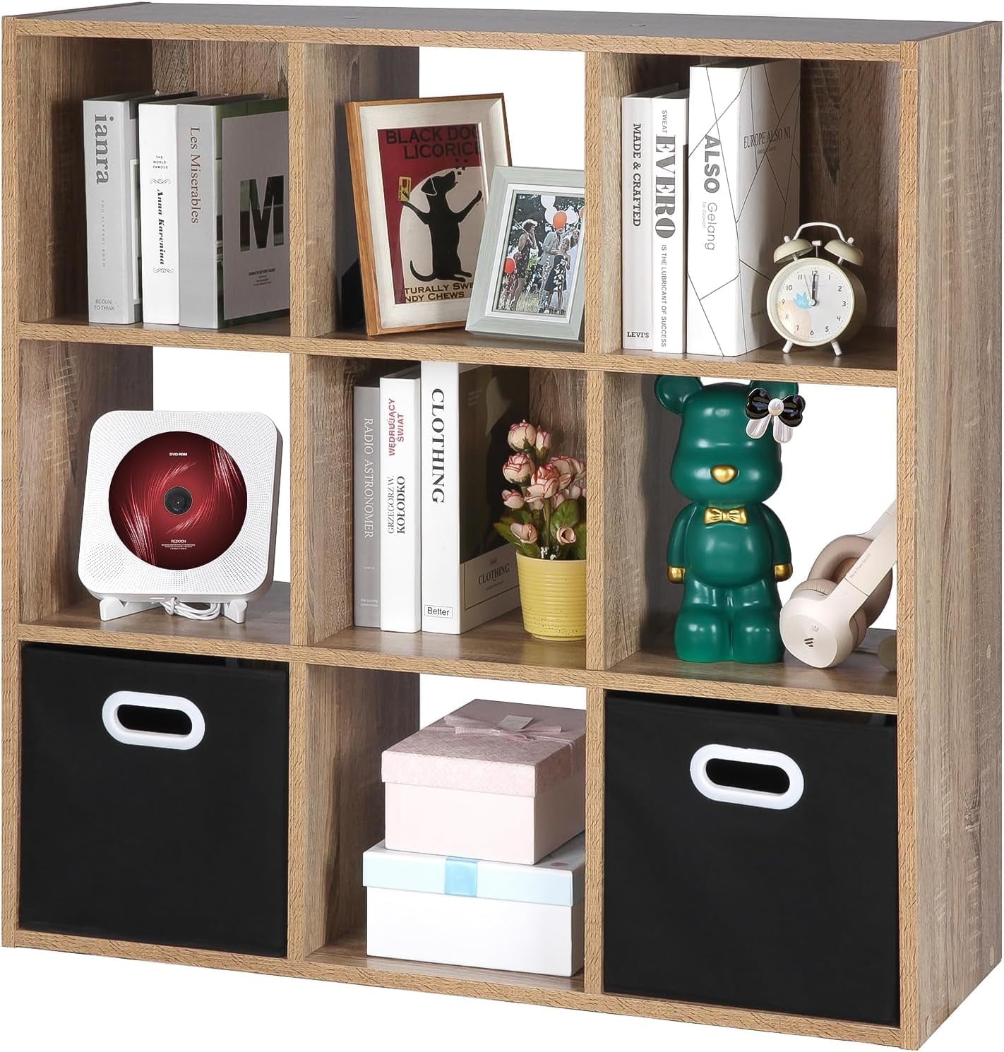 VibrantEcho E-Commerce US 3-Tier Open Storage Shelf, Espresso Modern Cubby Organizer or Bookcase Cabinet for Living Room Bedroom Office Dorm Room Kids Room, Rustic Brown Oak