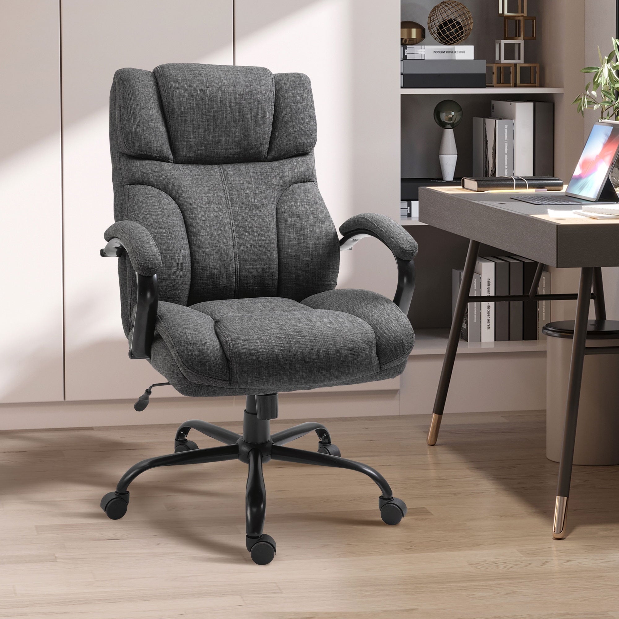 Vinsetto Linen Office Desk Chair, Light Gray