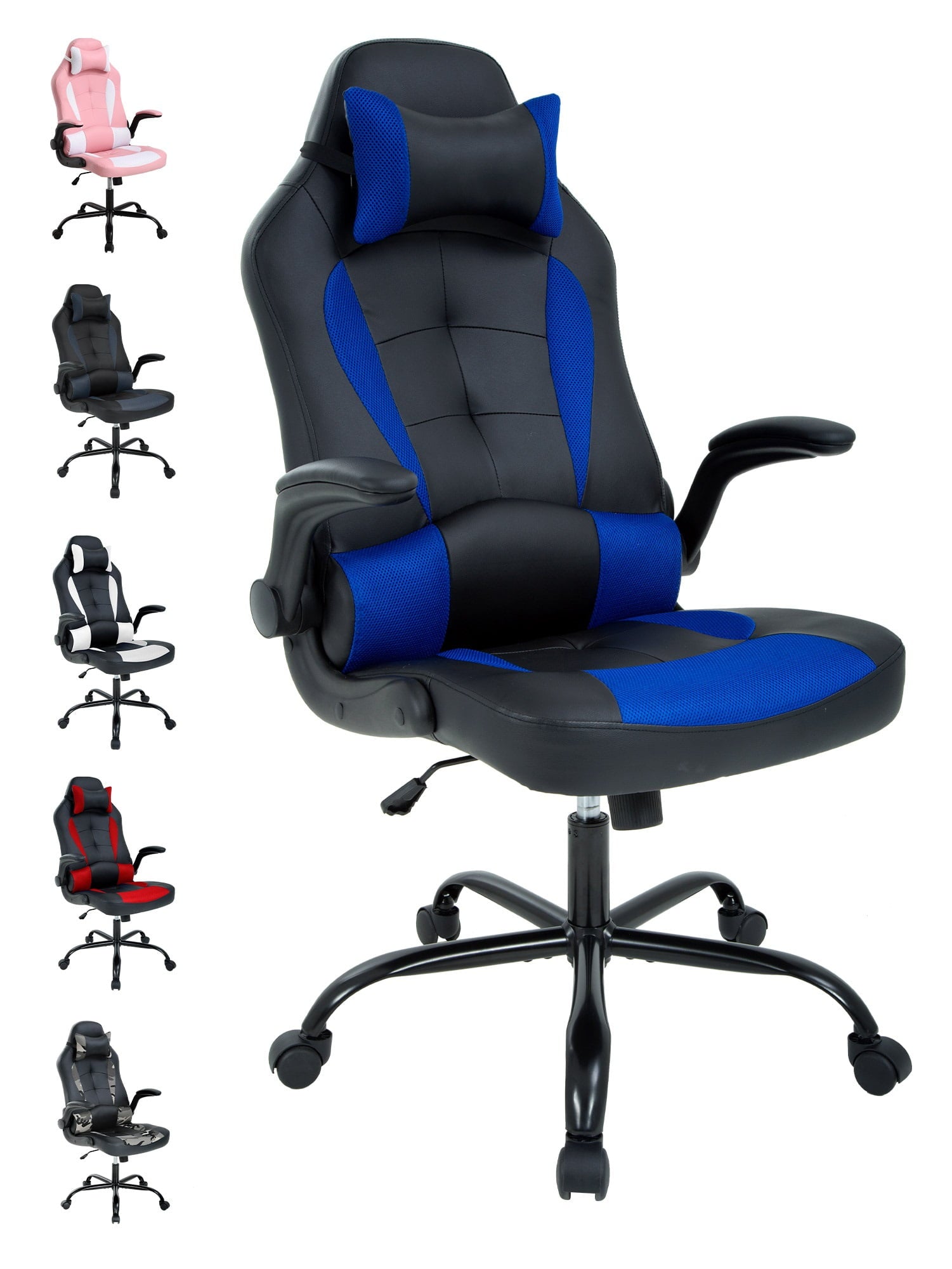 YRLLENSDAN Adjustable Swivel Rolling Adults Teens Gaming Chair with Headrest and Armrest, Black