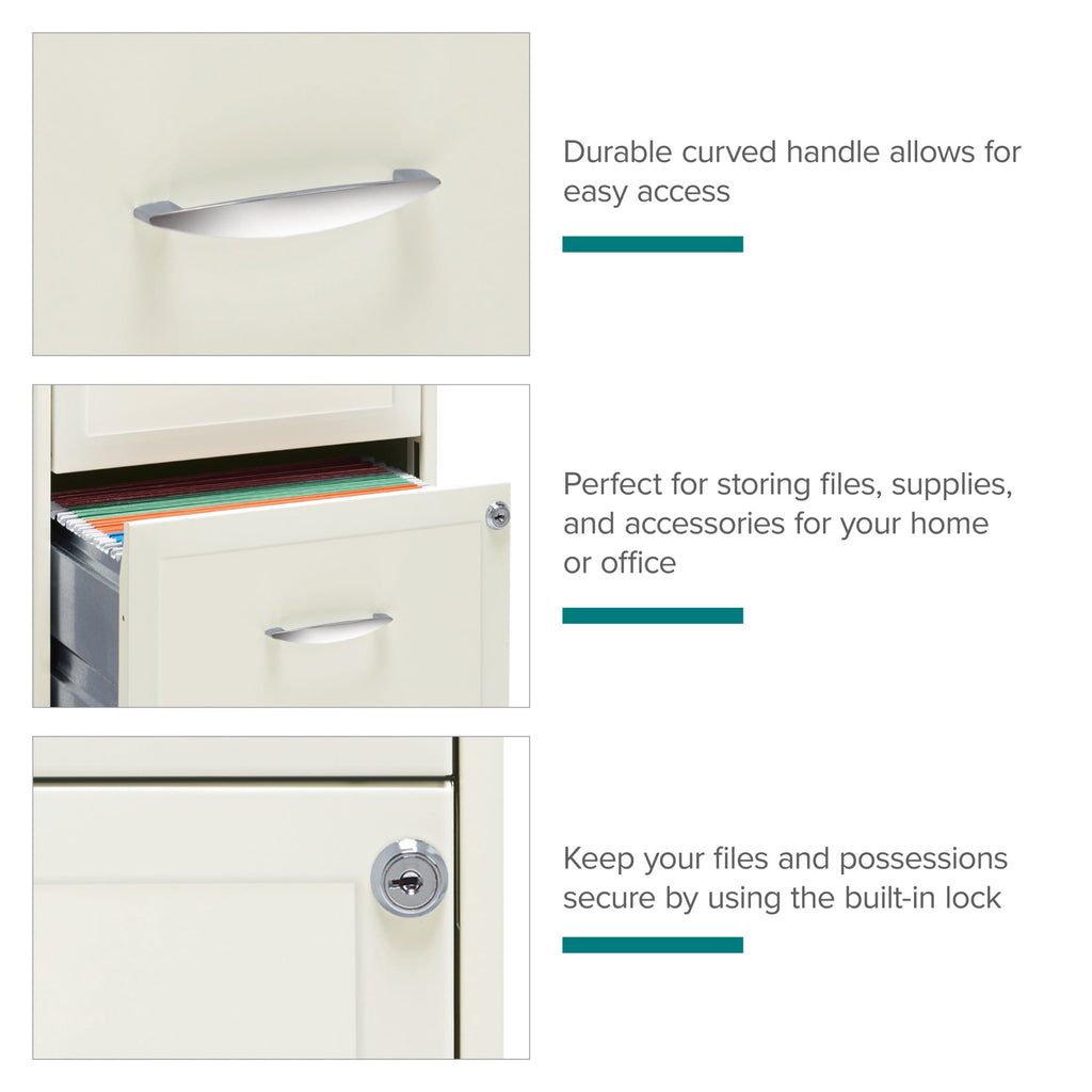 Space Solutions 18" Deep 2 Drawer Mobile Letter Width Vertical File Cabinet, White