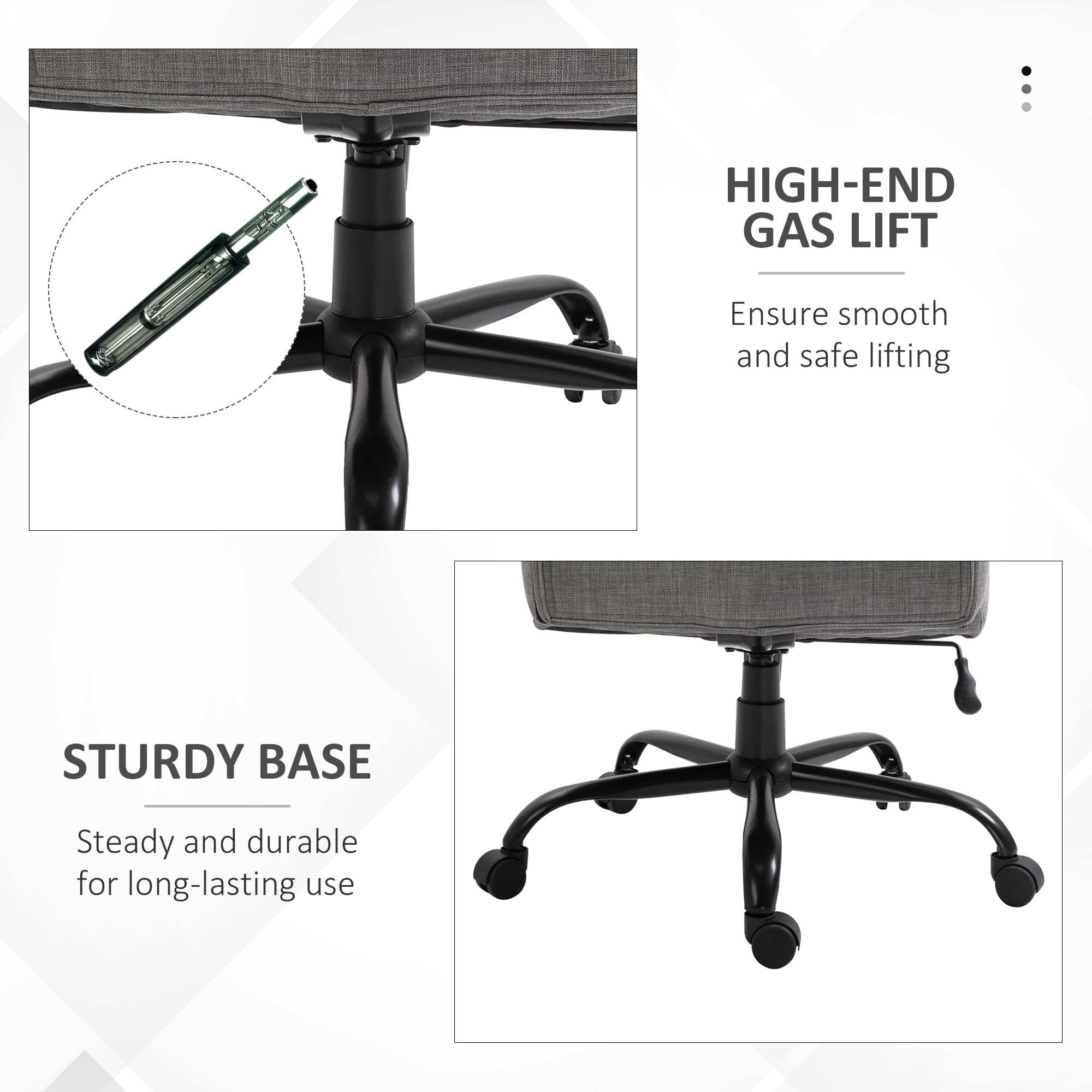 Vinsetto Linen Office Desk Chair, Light Gray