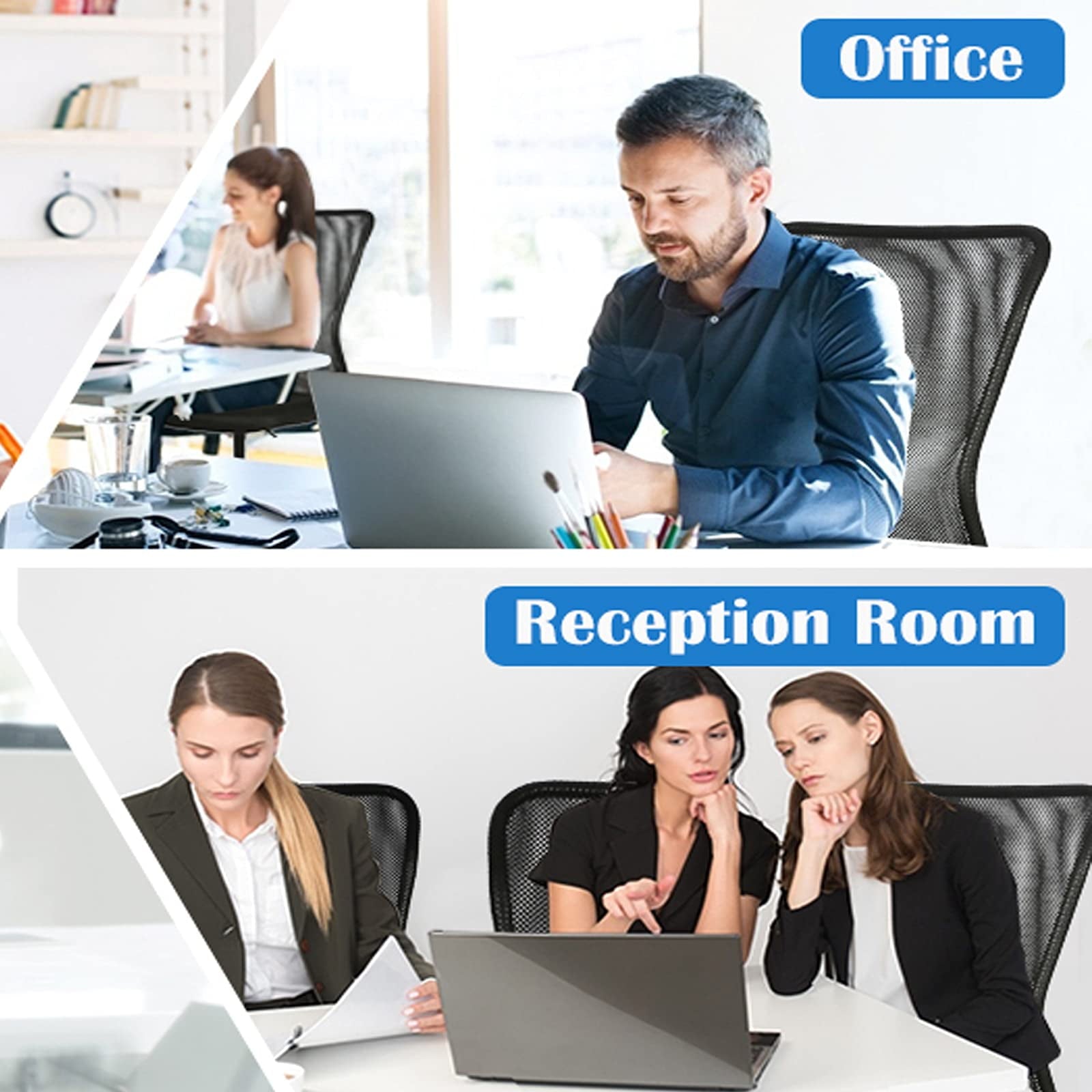 Armless Office Chair  Cheap Desk Chair with Wheels Mid Back Task Chairs Adjustable Small Mesh Computer Chair for Home Office, Black