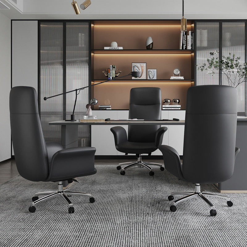 NIUTN Home Office Chair Ergonomic High Back Design Executive Computer Desk Chair, Supports up to 350 Pounds, Bonded Leather,Height Adjustable Task Chair for Executive, Office, Living Room,Black