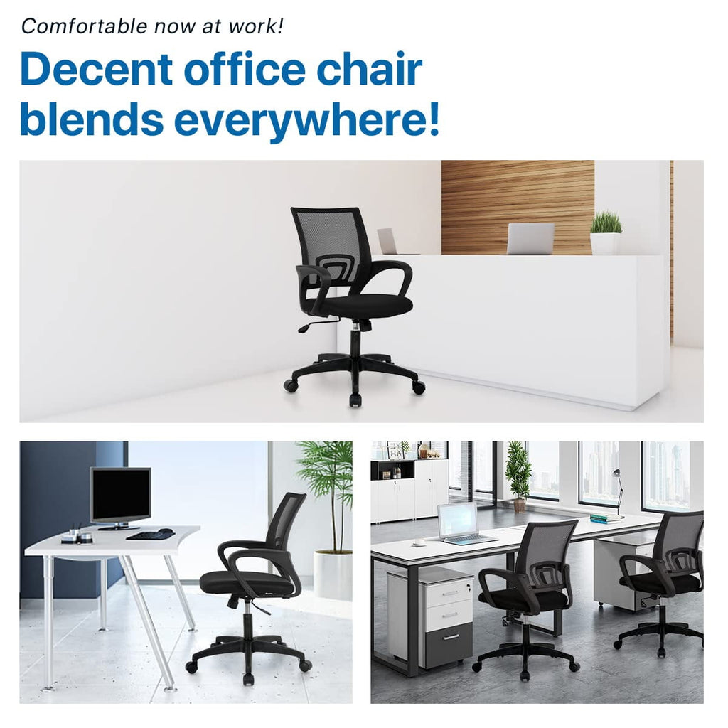 NiamVelo Mesh Office Chair, Mid-Back Home Office Chair Adjustable Ergonomic Desk Chair with Armrest, Rolling Swivel Chair for Adults, Black