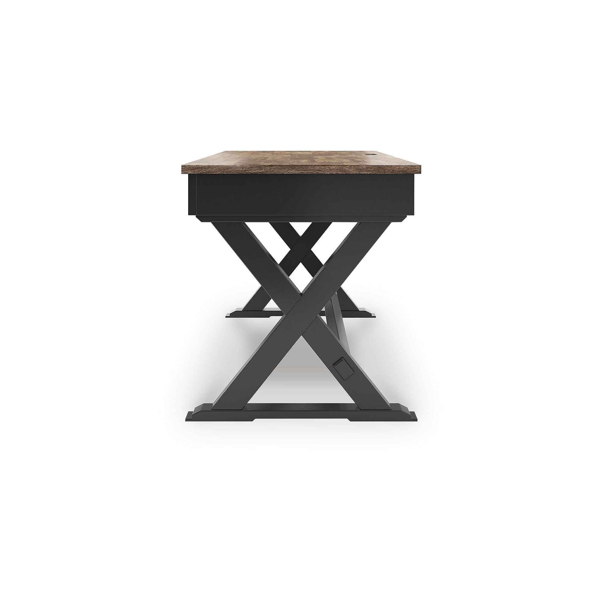 Signature Design by Ashley Wildenauer Home Office Desk - Rich Brown Butcher Block Top with Satin Black Base