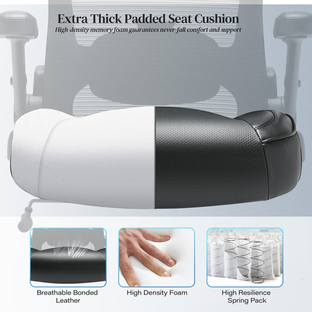 Big and Tall Office Chair 500 lbs, Ergonomic Desk Chair with 3D Flip up Arms, High Back Mesh Executive Computer Chair, Adjustable Headrest Lumbar Support, Black