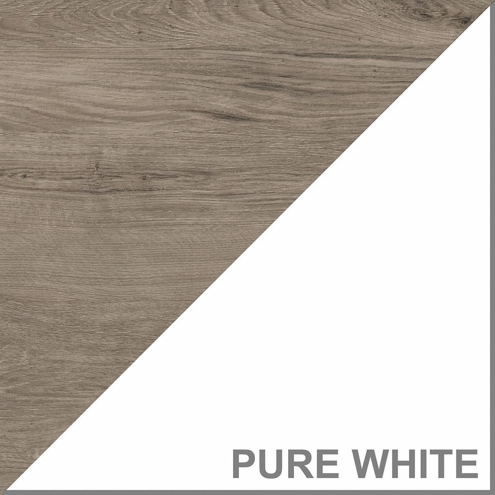 Fairview L Desk with Hutch and Storage Cabinet in White/Gray - Engineered Wood