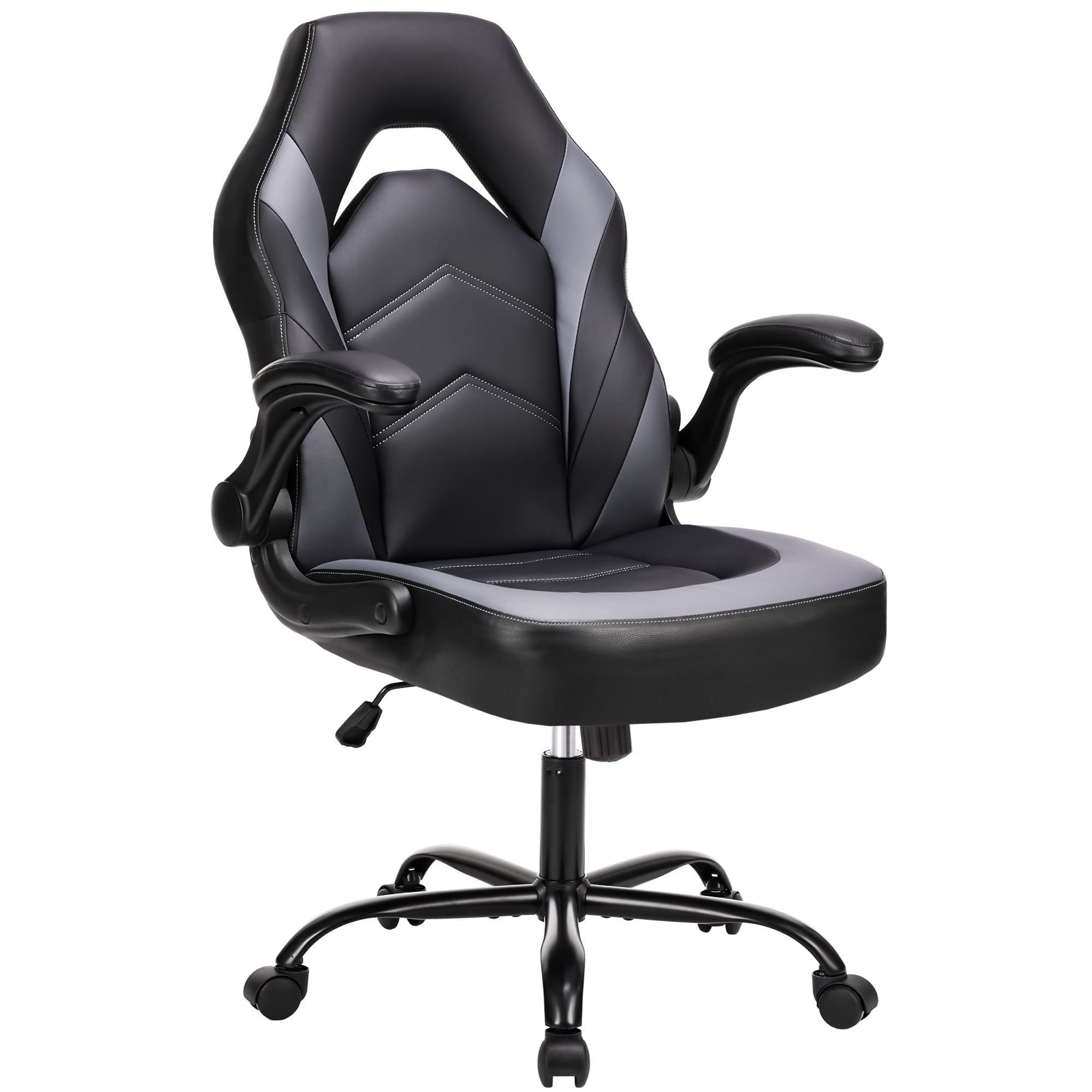 edx Gaming Chair, Computer Chair Ergonomic Office Chair PU Leather Desk Chair Executive Adjustable Swivel Task Chair with Flip-up Armrest