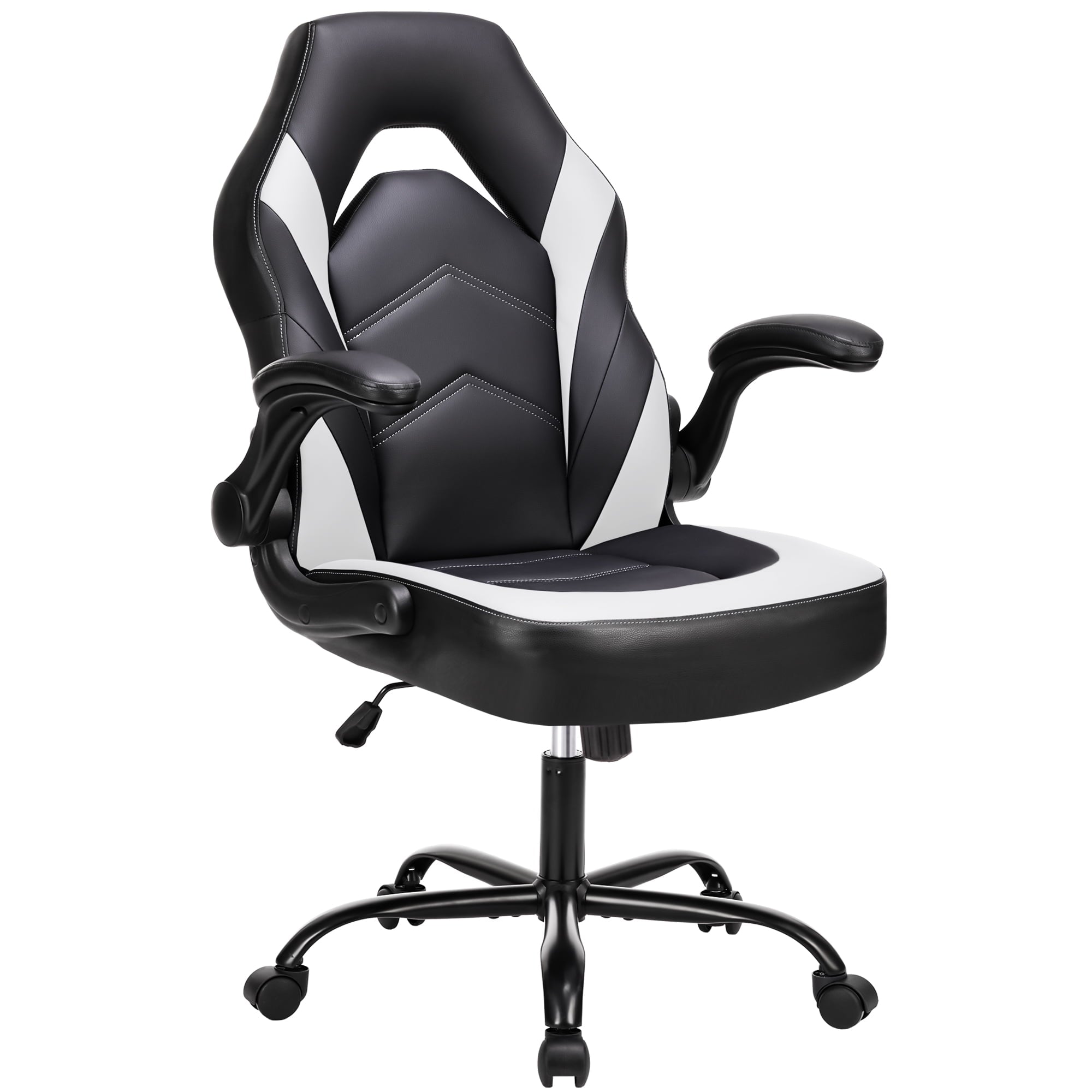 edx Gaming Chair, Computer Chair Ergonomic Office Chair PU Leather Desk Chair Executive Adjustable Swivel Task Chair with Flip-up Armrest