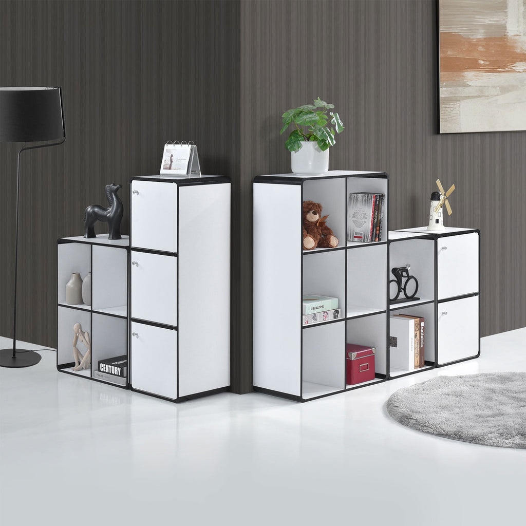 Kings Brand Furniture Dothan Wood 4-Cubed Open Bookcase - Storage Shelf Organizer Bookshelf, White