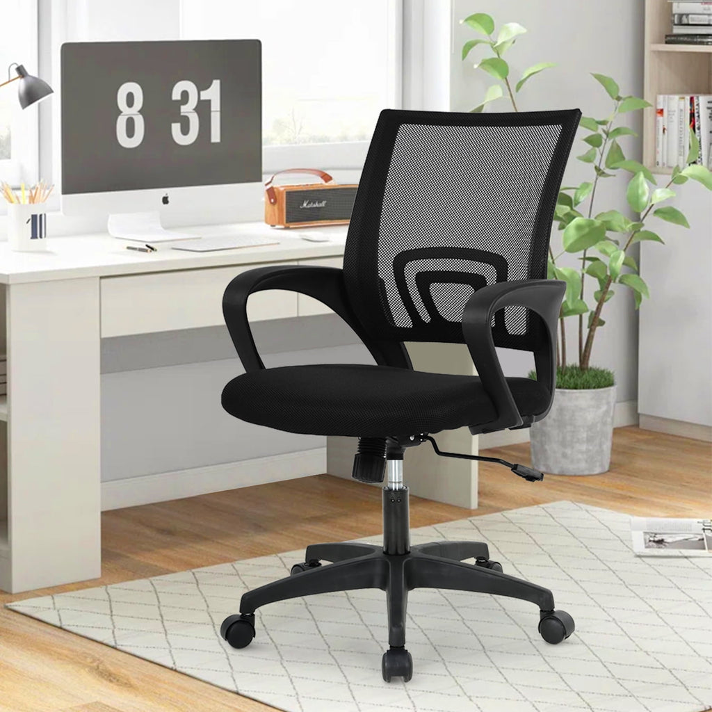NiamVelo Mesh Office Chair, Mid-Back Home Office Chair Adjustable Ergonomic Desk Chair with Armrest, Rolling Swivel Chair for Adults, Black